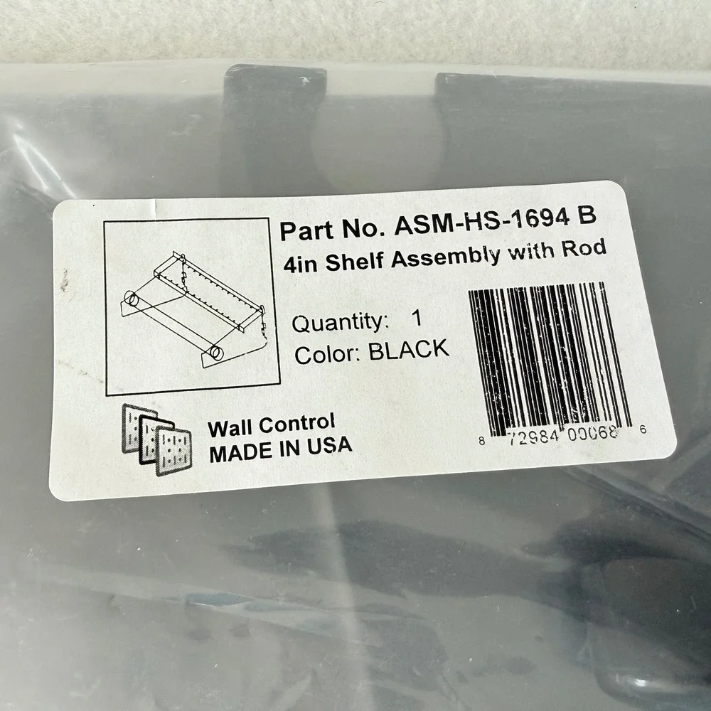 Wall‎ Control 4in Shelf Rod Assembly Black Pegboard Organizer USA NEW